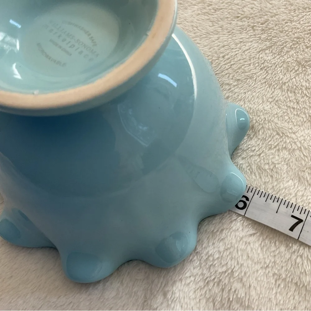 Williams Sonoma Blue Ruffle Pedestal Bowl – Ceramic Candy Dish 5.75”